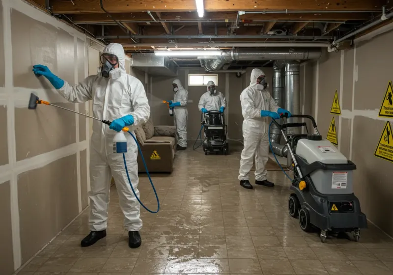 Basement Moisture Removal and Structural Drying process in North Madison, IN